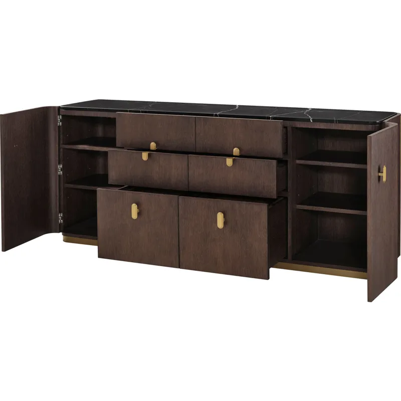 As Shown: Obsidian with Polished Nero Marquina Marble