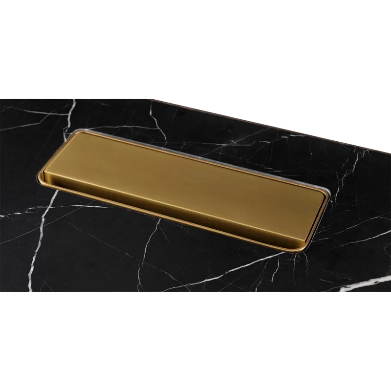 As Shown: Obsidian with Polished Nero Marquina Marble