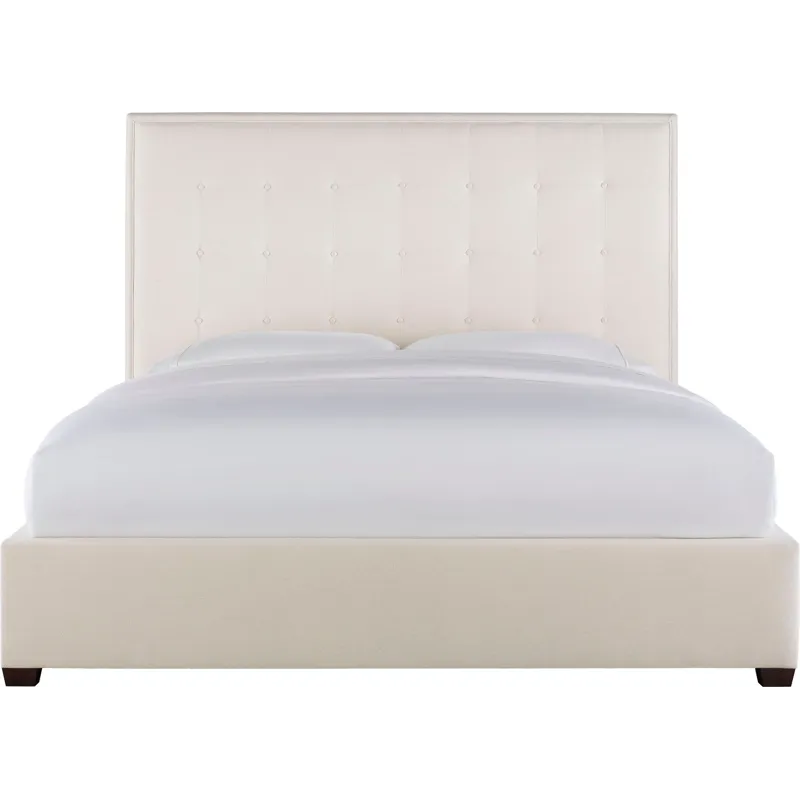As Shown: fabric 79-305, 64" button tufted headboard, regular taper foot in Chocolate Mink
