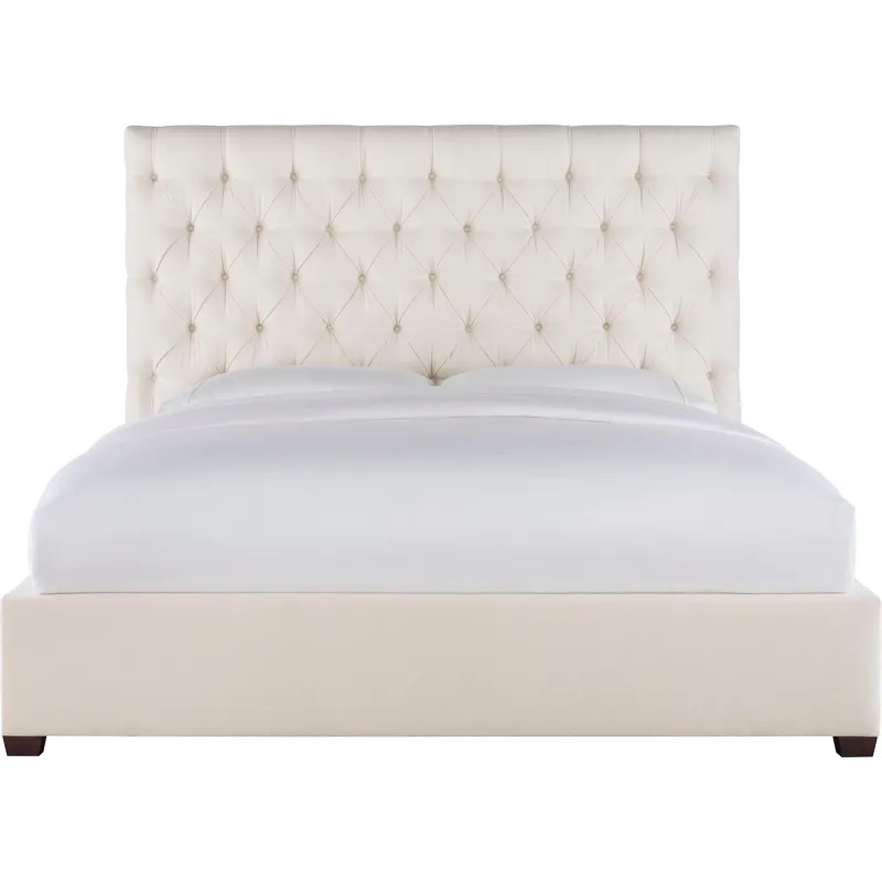 As Shown: fabric 79-305, 64" button tufted headboard, regular taper foot in Chocolate Mink