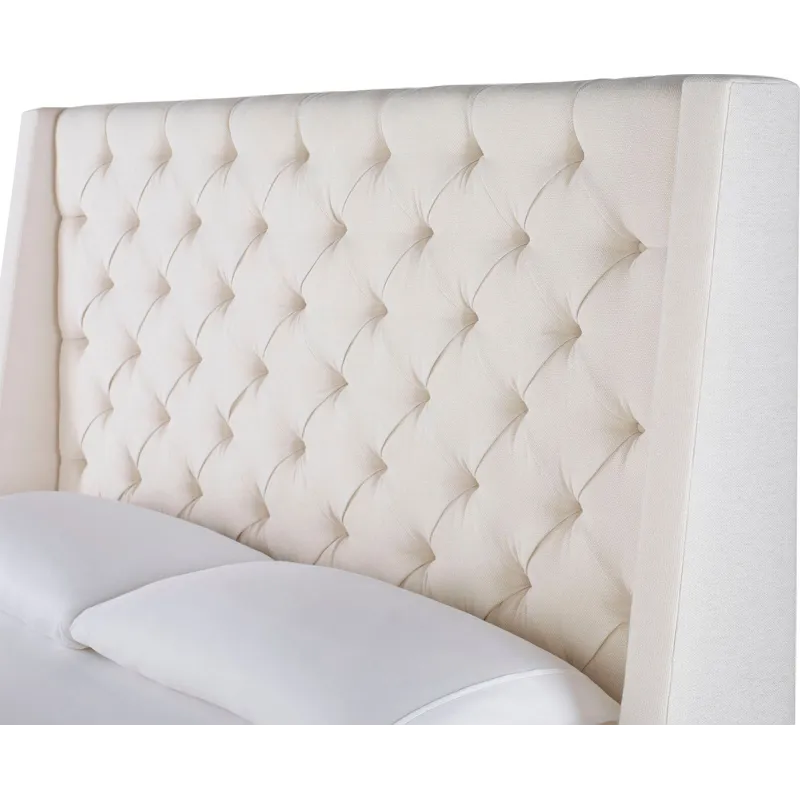 As Shown: fabric 79-305, 64" button tufted headboard, regular taper foot in Chocolate Mink