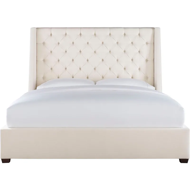 As Shown: fabric 79-305, 64" button tufted headboard, regular taper foot in Chocolate Mink