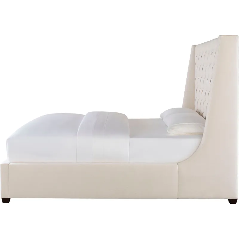 As Shown: fabric 79-305, 64" button tufted headboard, regular taper foot in Chocolate Mink