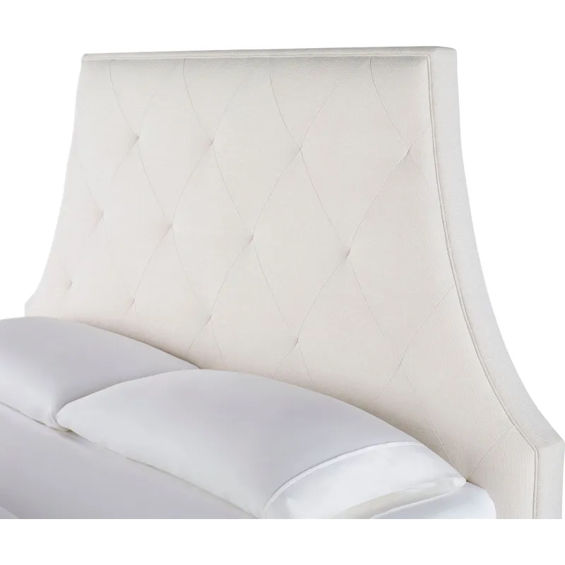 As Shown: fabric 79-305, 60" modern stitched headboard, tall taper foot in Chocolate Mink