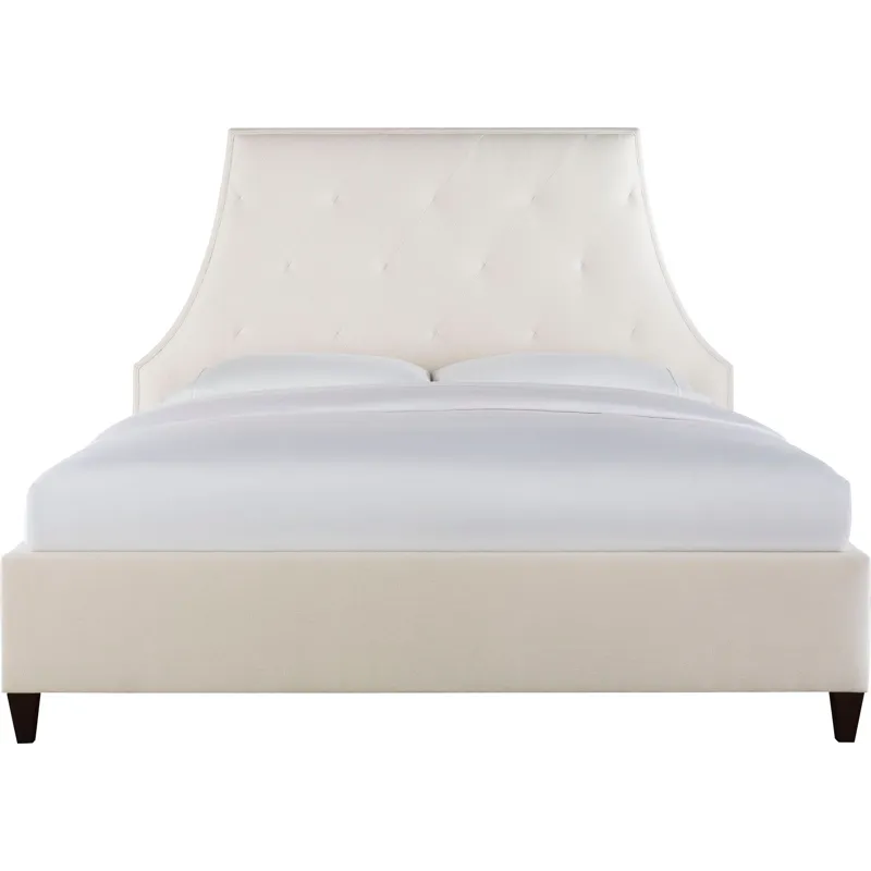 As Shown: fabric 79-305, 60" modern stitched headboard, tall taper foot in Chocolate Mink