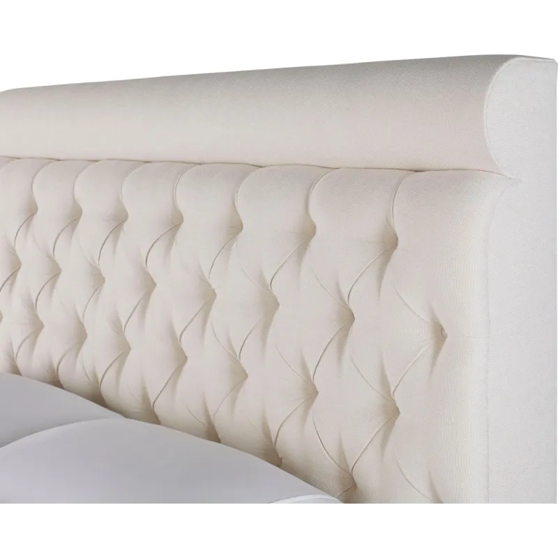 As Shown: fabric 79-305, 64" button tufted headboard, wide block foot in Chocolate Mink