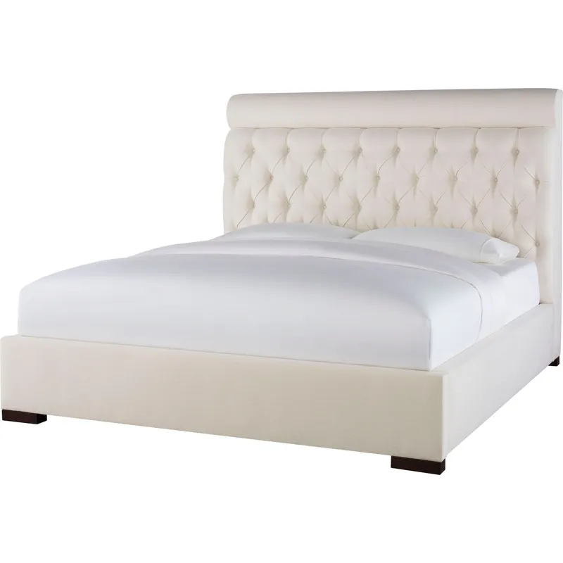 As Shown: fabric 79-305, 64" button tufted headboard, wide block foot in Chocolate Mink