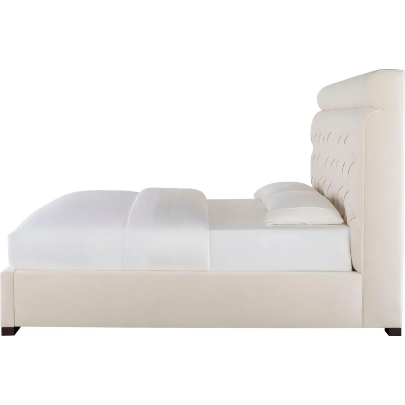 As Shown: fabric 79-305, 64" button tufted headboard, wide block foot in Chocolate Mink
