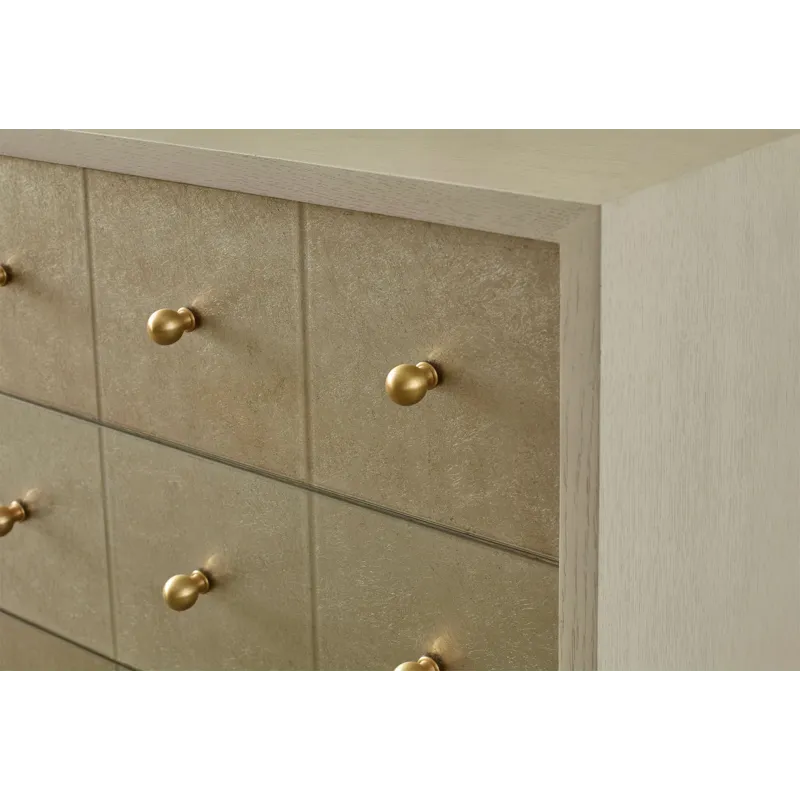 As Shown: Ecru, Eglomise drawers, Natural Bronze hardware