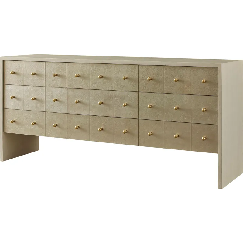 As Shown: Ecru, Eglomise drawers, Natural Bronze hardware