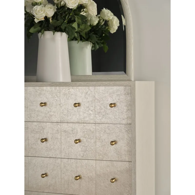 As Shown: Ecru, Eglomise drawers, Natural Bronze hardware