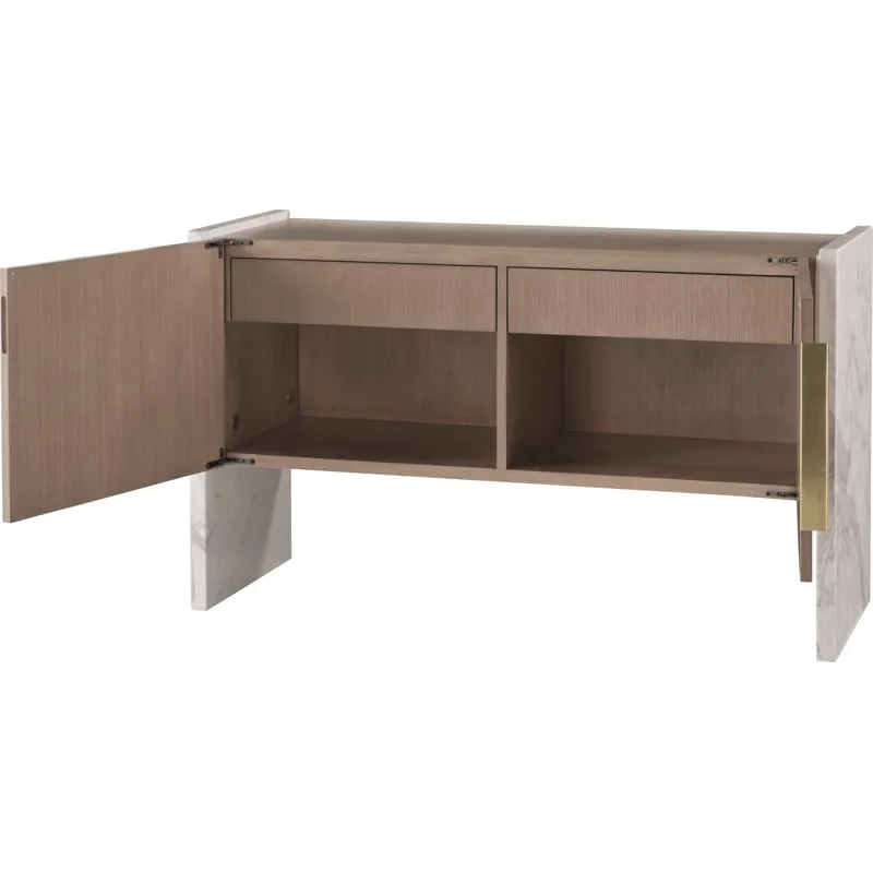 As Shown: Venetia with Polished Hena White Marble, Pure Brass hardware