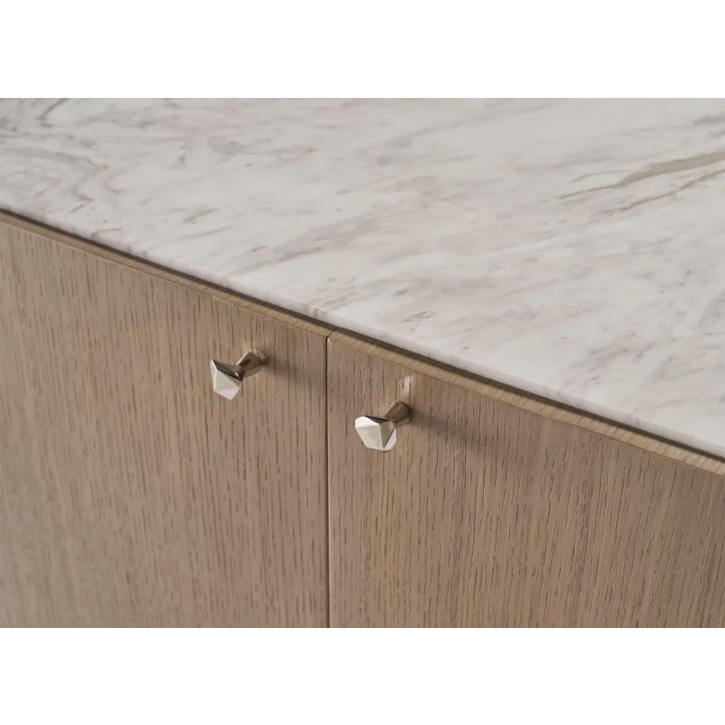 As Shown: Venetia with Polished Hena White Marble and Nickel Plated Brass