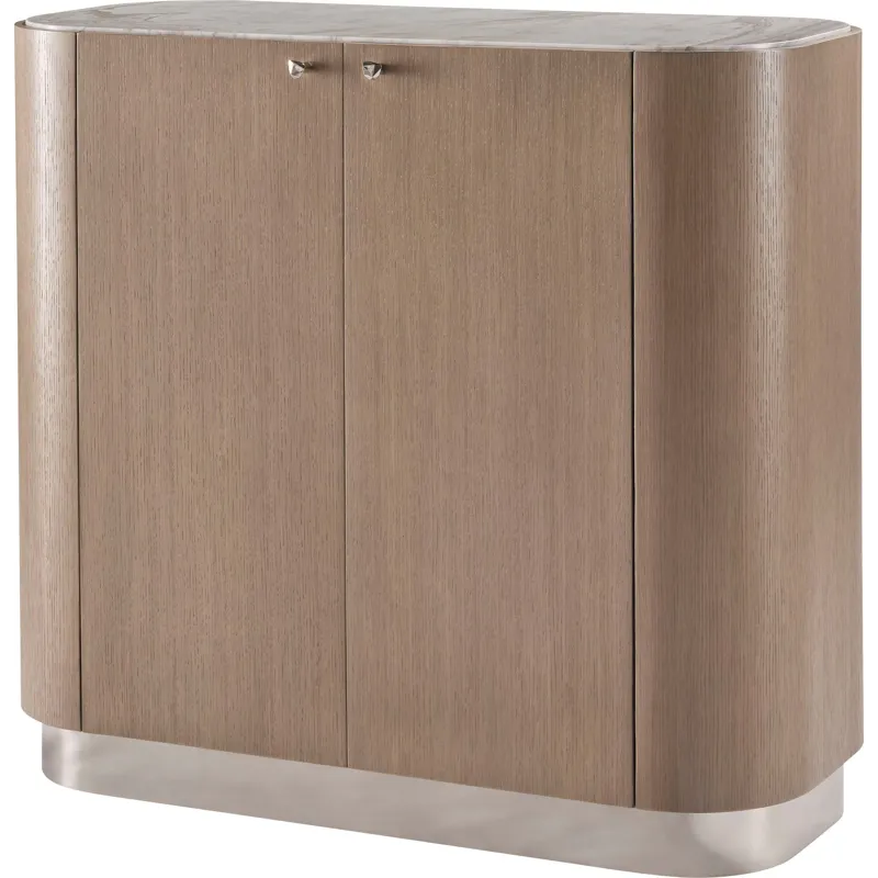 As Shown: Venetia with Polished Hena White Marble and Nickel Plated Brass