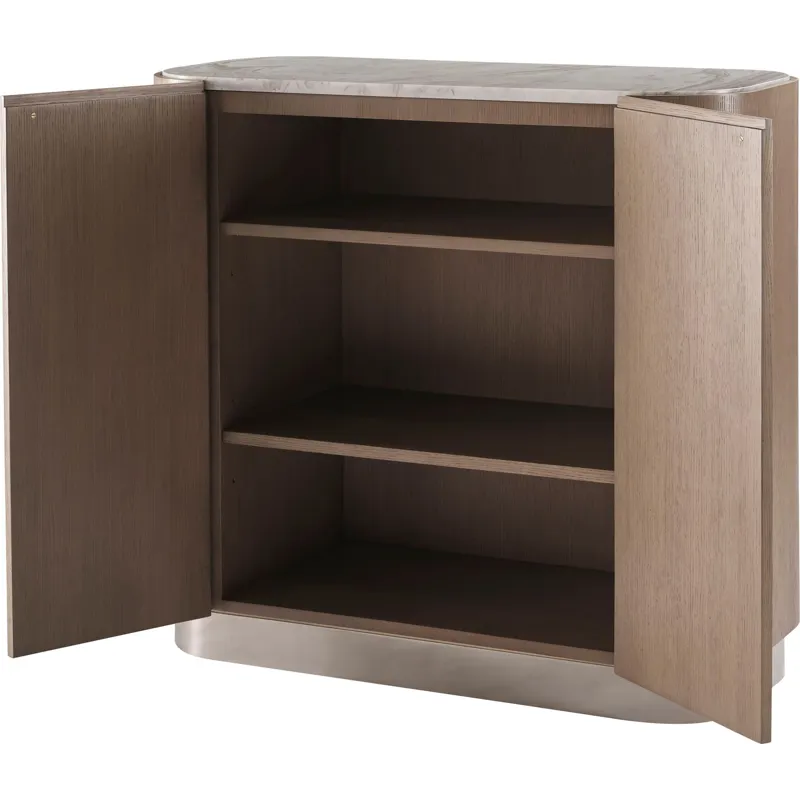 As Shown: Venetia with Polished Hena White Marble and Nickel Plated Brass