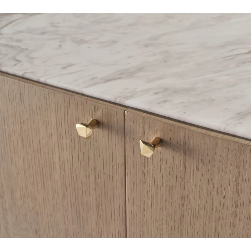 As Shown: Venetia with Polished Hena White Marble and Pure Brass