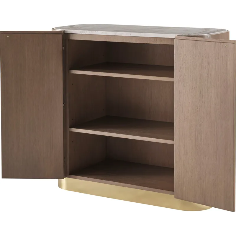 As Shown: Venetia with Polished Hena White Marble and Pure Brass