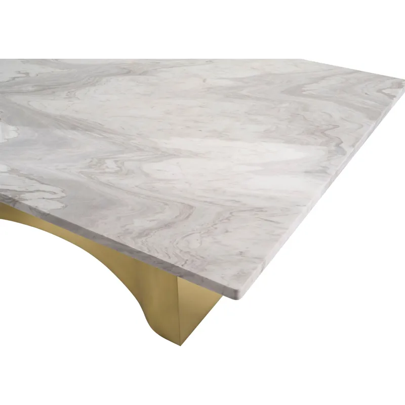 As Shown: Polished Hena White Marble with Pure Brass