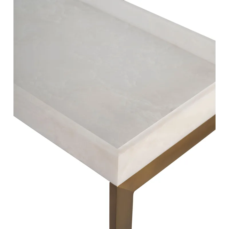 As Shown: Polished Namibia White Marble top, Flow base