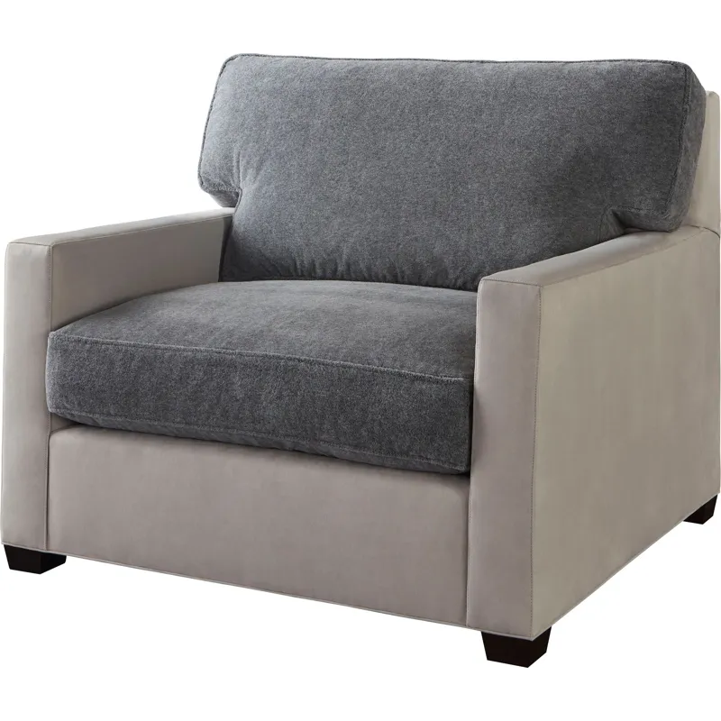 As Shown: Weltless track arm, small block foot, straight back, boxed edge back t pillow (low profile