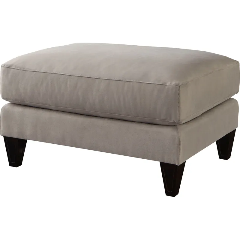 As Shown: Recessed tall tapered leg, weltless edges, top stitch, finish Ebonized, fabric 81-226 (no 