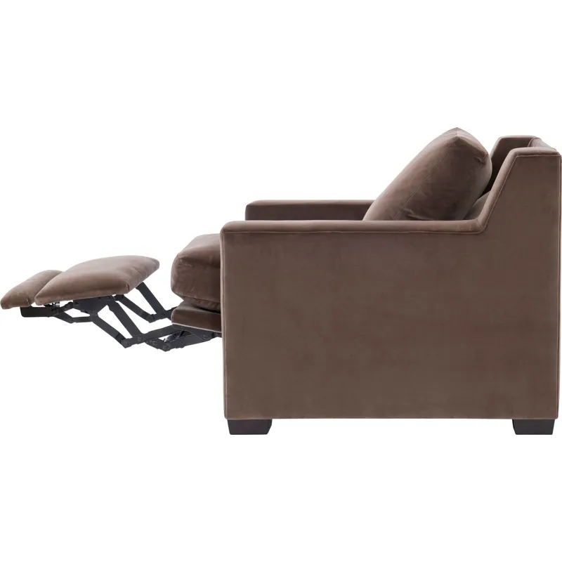 As Shown: fabric 94-567, medium block foot in Chocolate Mink, Wide Track arm