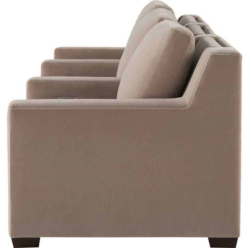 As Shown: fabric 930-013, medium block foot in Chocolate Mink, wide track arm