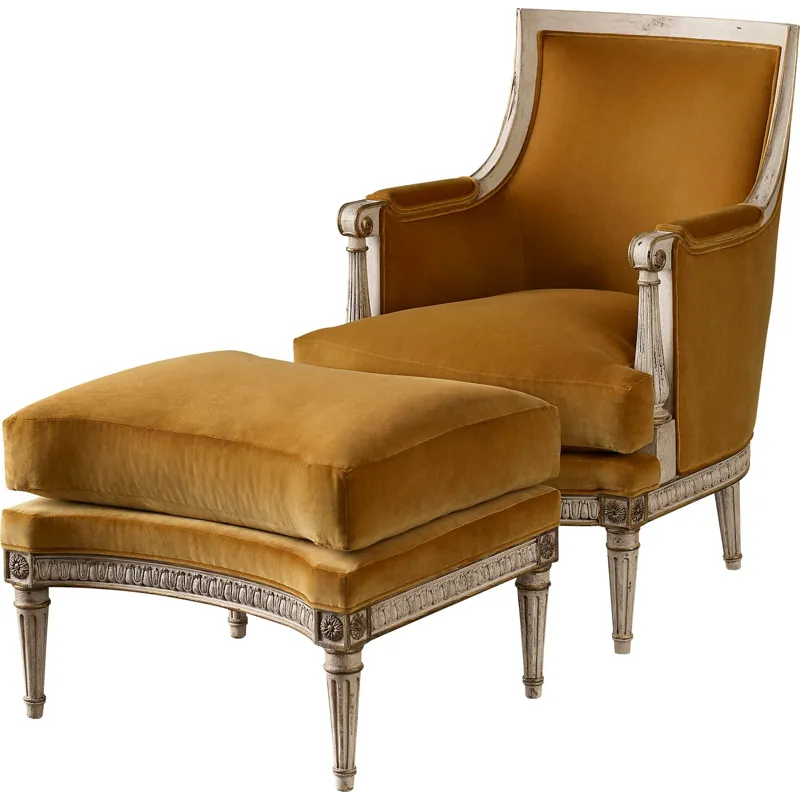 As Shown: fabric 85-531 (no longer available), Venetian finish with Worn Gilt tipping