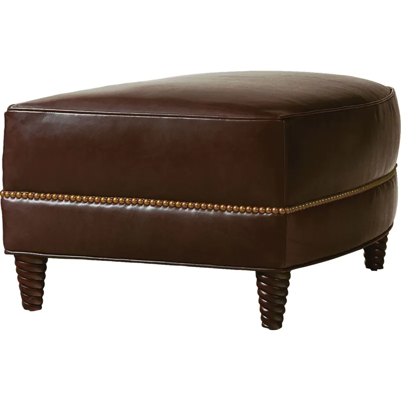 As Shown: leather 33-382 (no longer available), Rivoli finish, Old Brass small nail trim