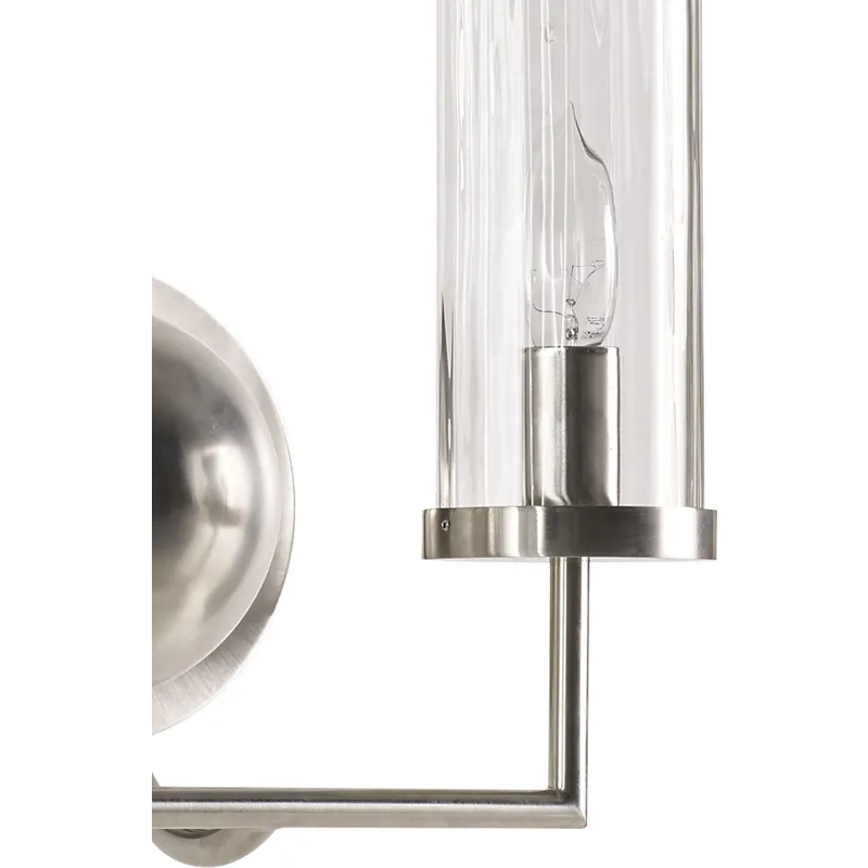 As Shown: Satin Nickel with faceted glass shades
