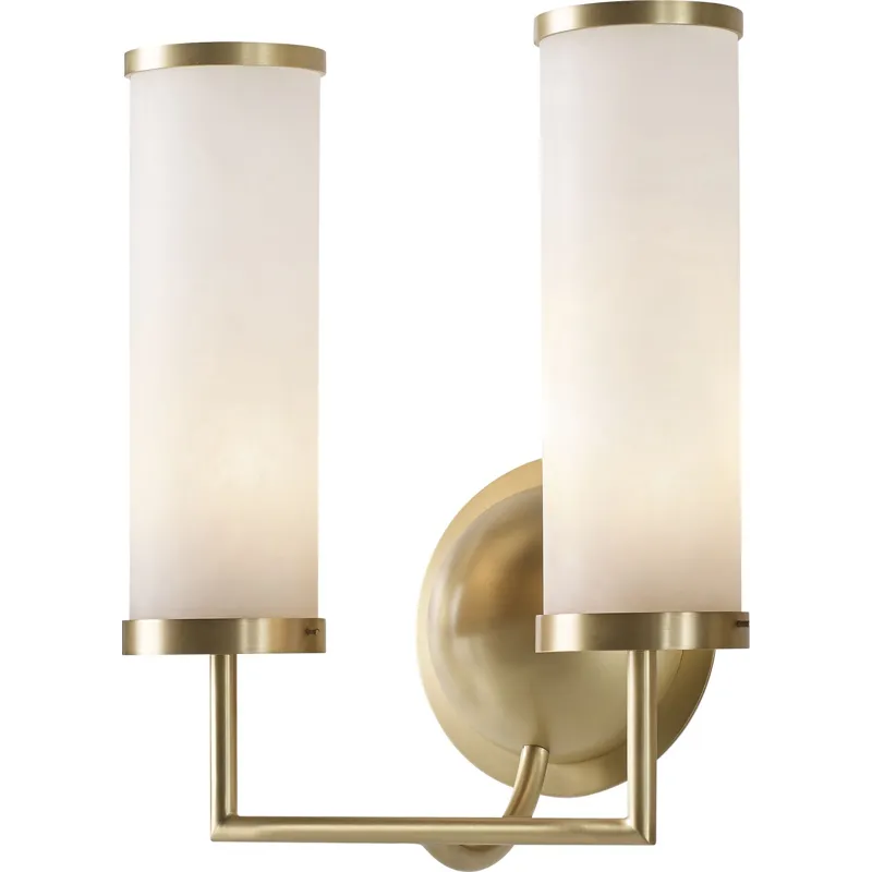 As Shown: Satin Brass with alabaster shades