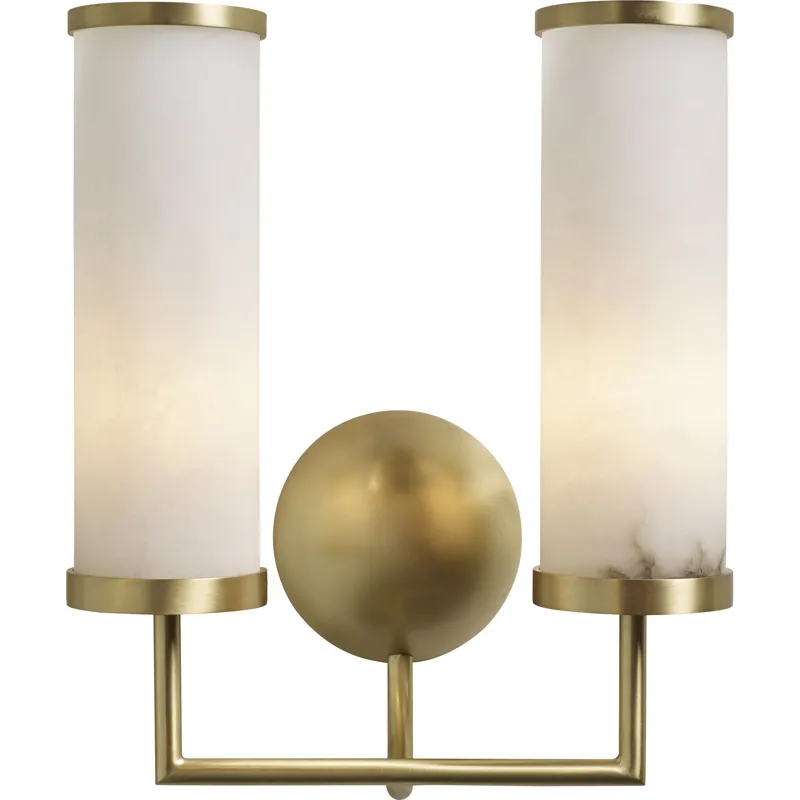 As Shown: Satin Brass with alabaster shades