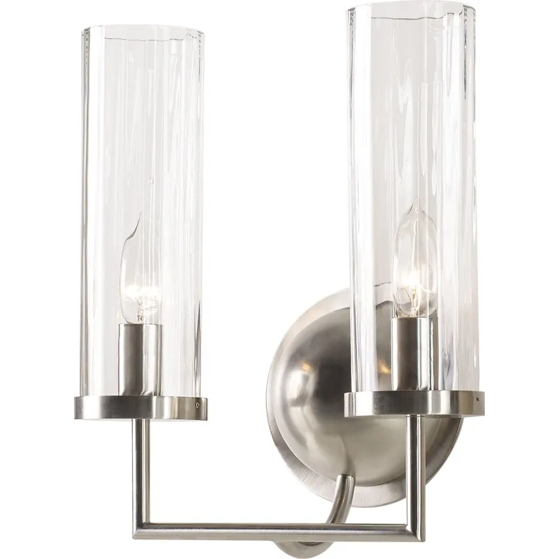 As Shown: Satin Nickel with faceted glass shades