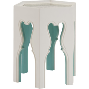 Villa Blanca Bilbao Hexagonal End Table With Teal Accents