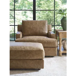 Barclay Butera Upholstery Millington Leather Ottoman