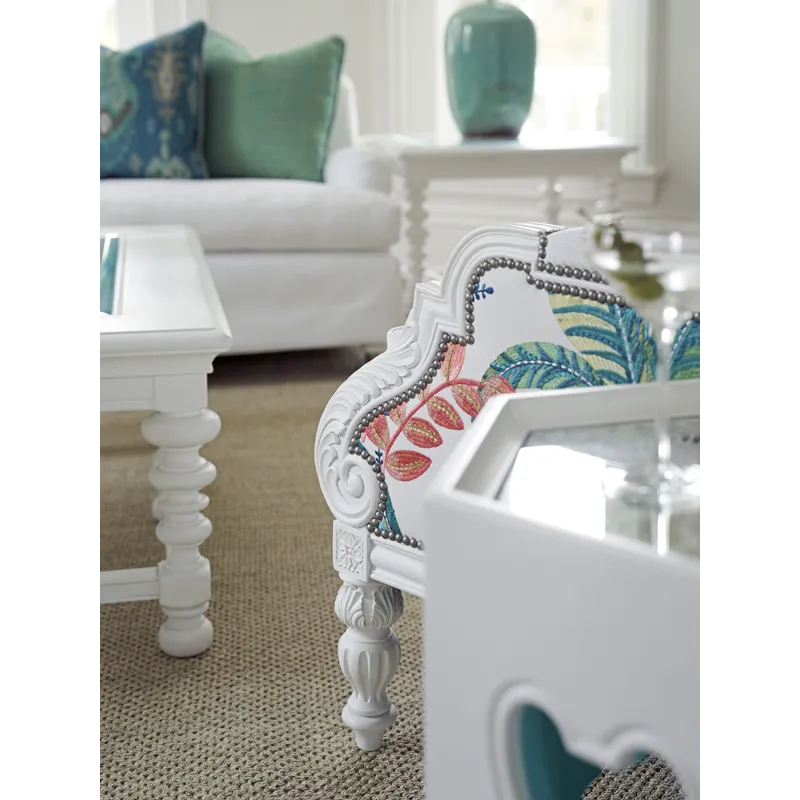 Villa Blanca Bilbao Hexagonal End Table With Teal Accents