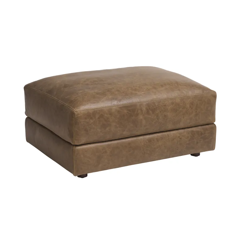 Barclay Butera Upholstery Millington Leather Ottoman