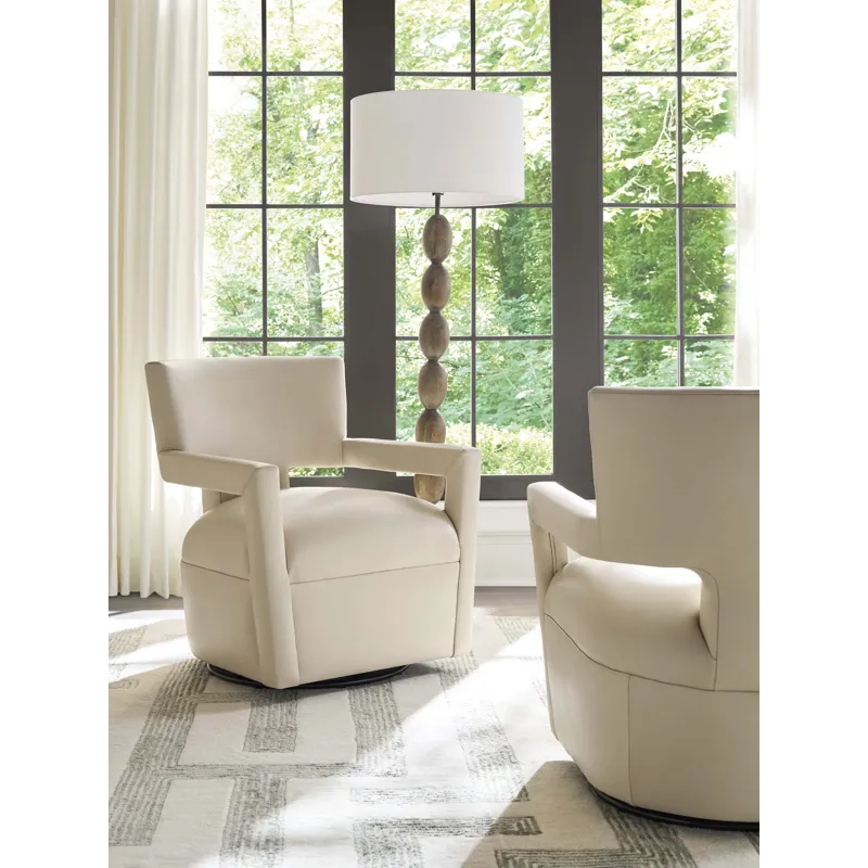 Barclay Butera Upholstery Woodside Leather Swivel Chair