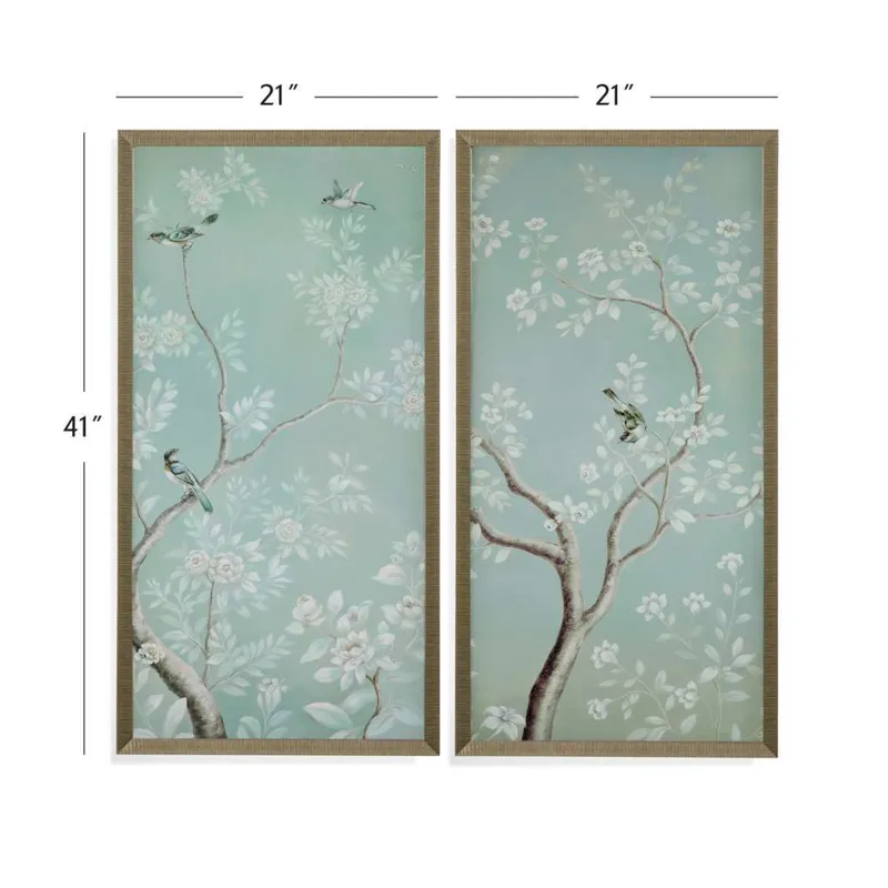 Birds &amp; Flowers Framed Print s/2