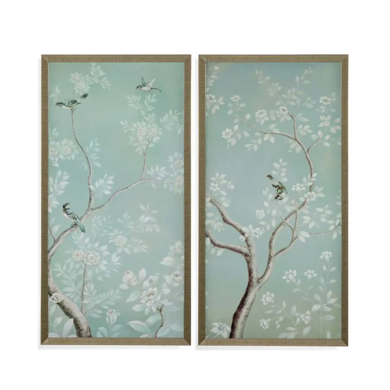 Birds &amp; Flowers Framed Print s/2