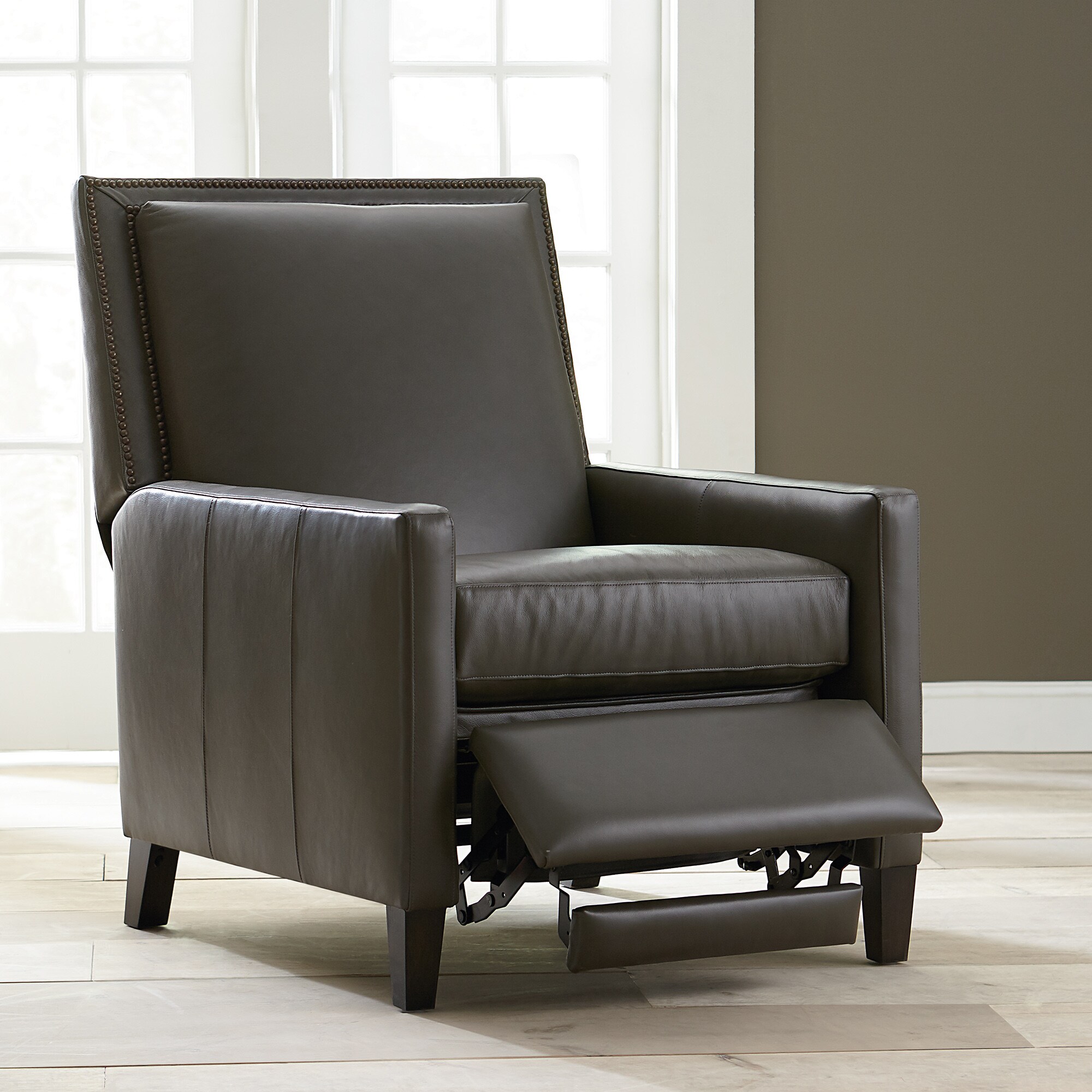 Davidson Leather Recliner 11263L by Bassett at Wright Furniture & Flooring