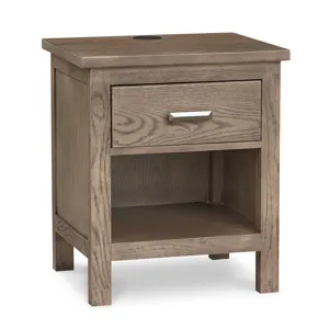 Benchmade Abingdon Oak Bedside Table w/Charger