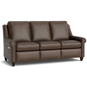 Magnificent Motion Leather Roll Arm Reclining Sofa w/Tall Back
