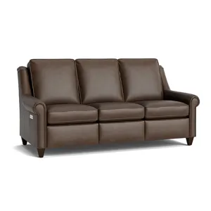 Magnificent Motion Leather Roll Arm Reclining Sofa w/Tall Back