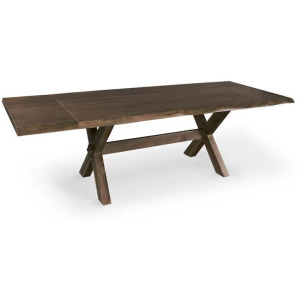 Crossbuck Live Edge Dining Table with Extendable Leaves