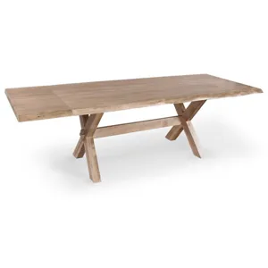 Crossbuck Live Edge Dining Table with Extendable Leaves