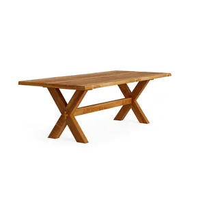 Crossbuck Maple Live Edge Dining Table - Sandstone Maple