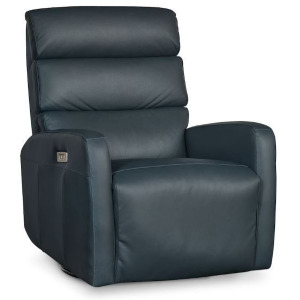 Hudson Leather Track Arm Swivel Glider Power Recliner - Milan Navy