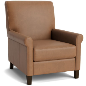 Nelson Leather Sock Arm Lay Flat Manual Recliner with Tall Back