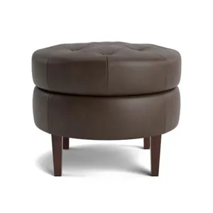 Delway Round Leather Ottoman